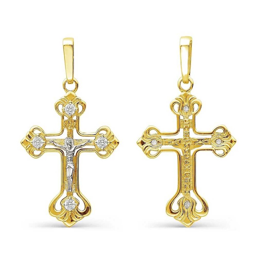 Kreuze Zolotoy | Kreuz Anh Nger 585 Gelbgold Mit Zirkonia