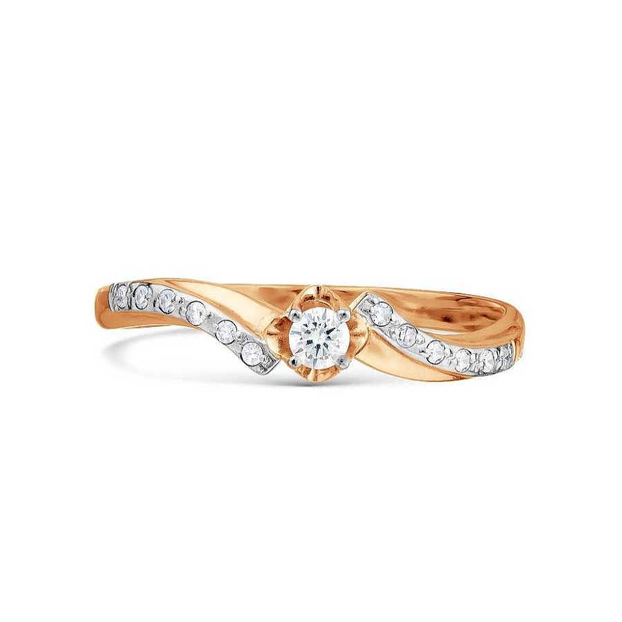 Ringe Zolotoy | Damen Ring Verlobungsring Mit Brillanten 585 Rotgold