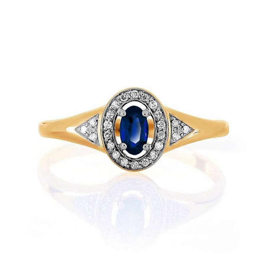 Ringe Zolotoy | Damen Ring Mit Saphir Und Brillanten 585 Rotgold