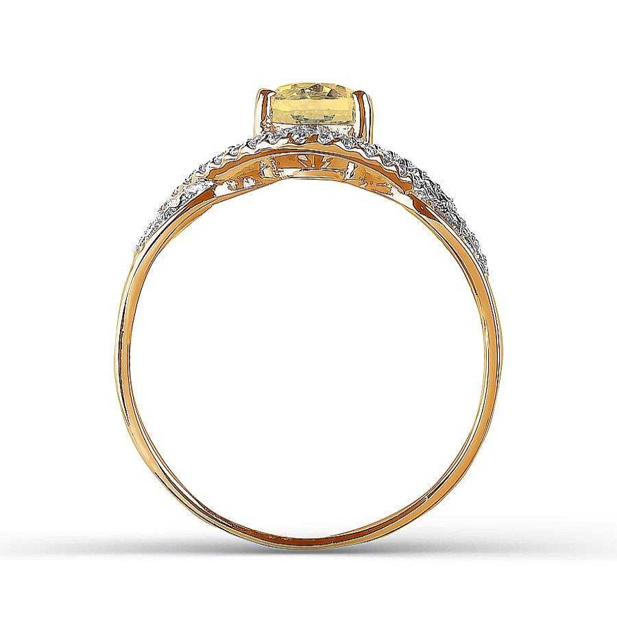 Ringe Zolotoy | Damen Ring Goldring Mit Citrin Und Zirkonia 585 Rotgold