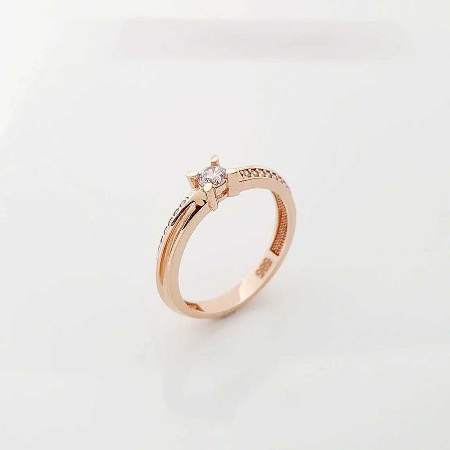 Ringe Zolotoy | Damen Ring 585 Rotgold Zirkonia Verlobungsring