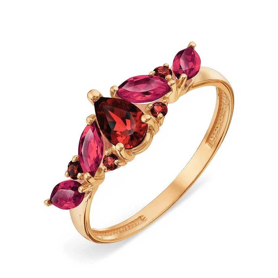 Ringe Zolotoy | Damen Ring Mit Granaten, Rhodolithen, Zirkonia 585 Rotgold