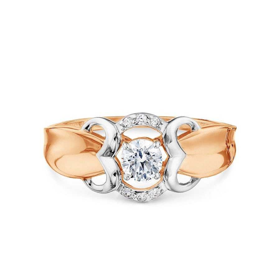 Ringe Zolotoy | Damen Ring 585 Rotgold Zirkonia Steine Bicolor