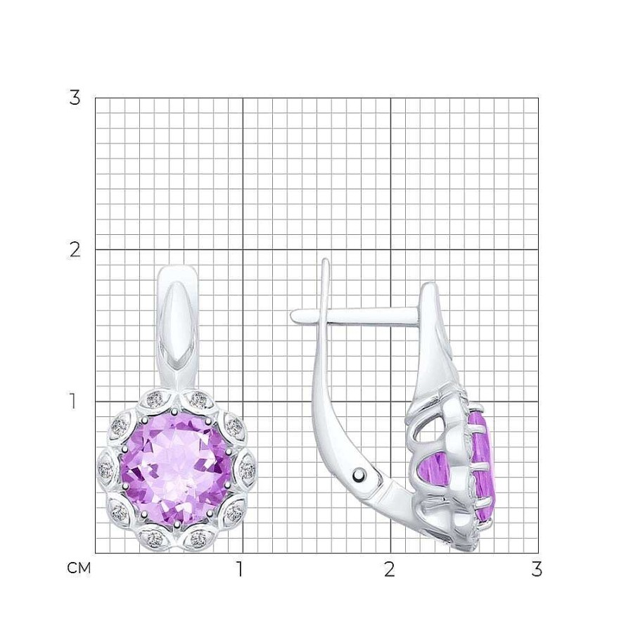 Ohrringe Zolotoy | Damen Ohrringe Mit Amethyst Und Zirkonia 925 Silber