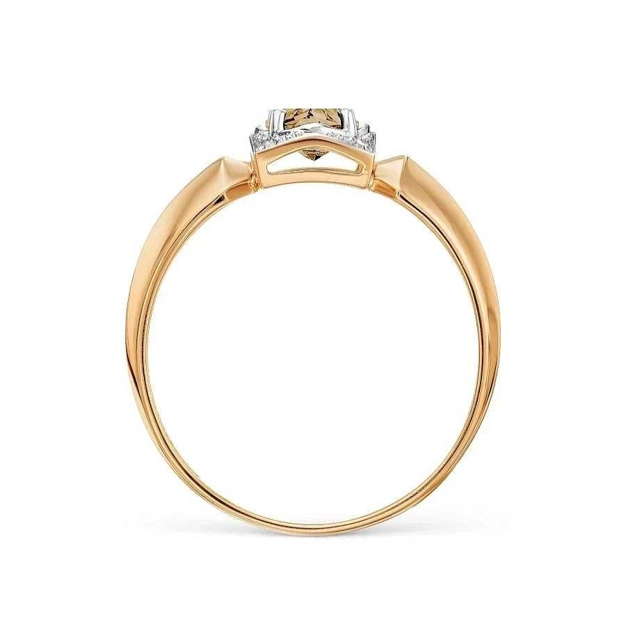 Ringe Zolotoy | Damen Ring Mit Rauchtopas Und Zirkonia 585 Rotgold