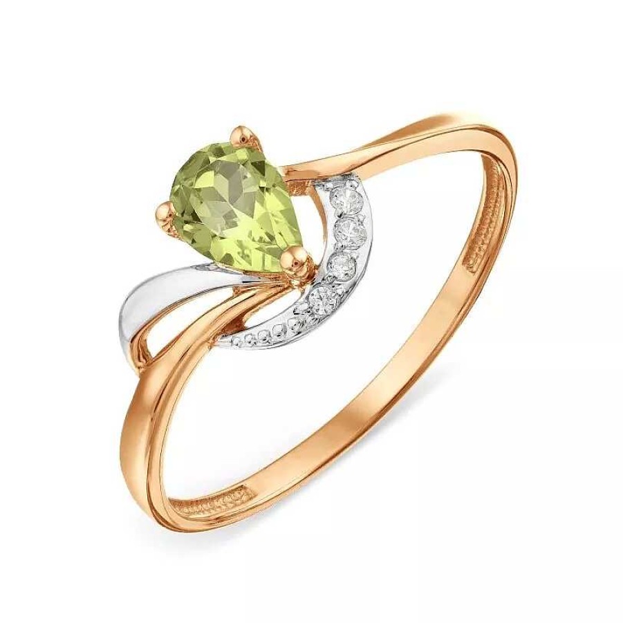 Ringe Zolotoy | Damen Ring 585 Rotgold Peridot Zirkonia