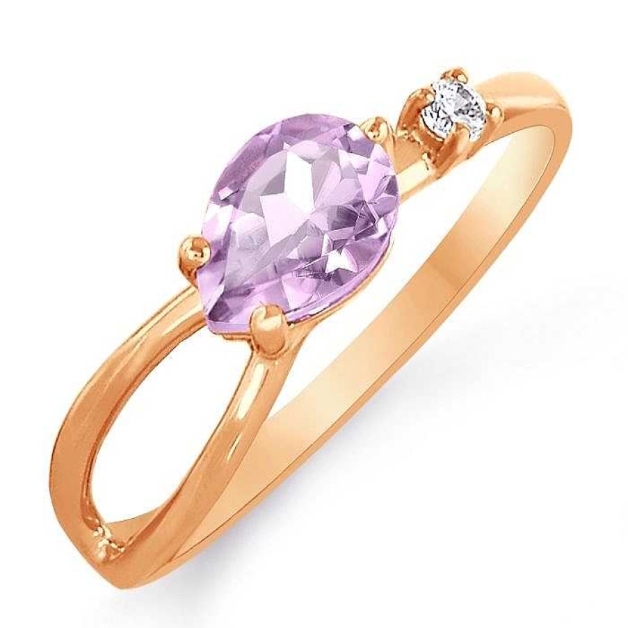 Ringe Zolotoy | Damen Ring Mit Amethyst Und Zirkonia 585 Rotgold