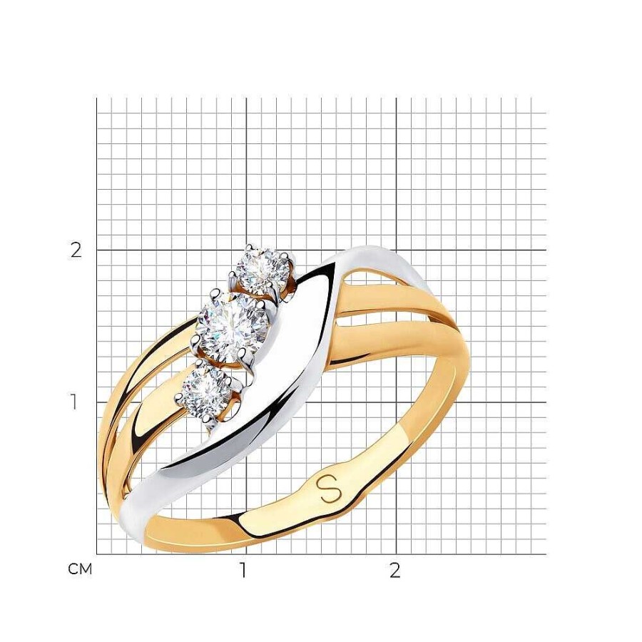 Ringe Zolotoy | Damen Ring 585 Rotgold Zirkonia Fingerring Bicolor