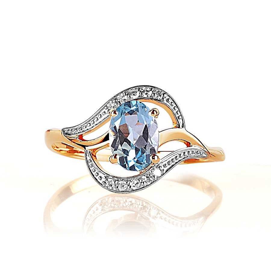 Ringe Zolotoy | Damen Ring Mit Topas Und Brillanten 585 Rotgold Verlobungsring