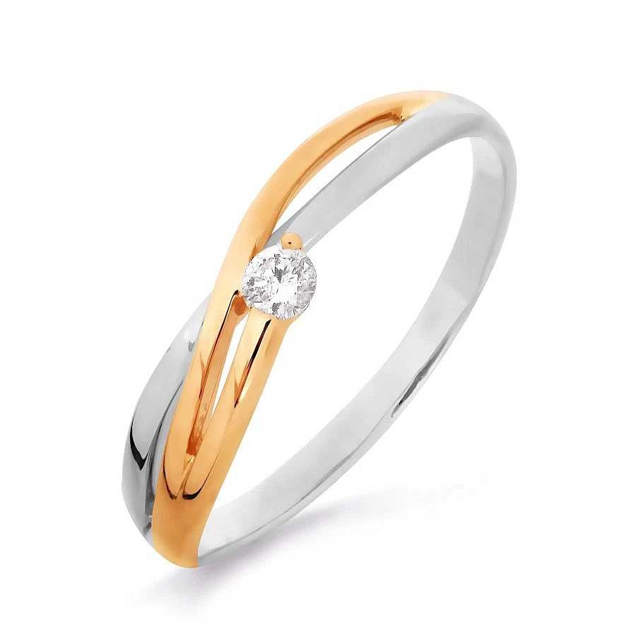 Ringe Zolotoy | Damen Ring Mit Brillant 585 Rotgold Bicolor