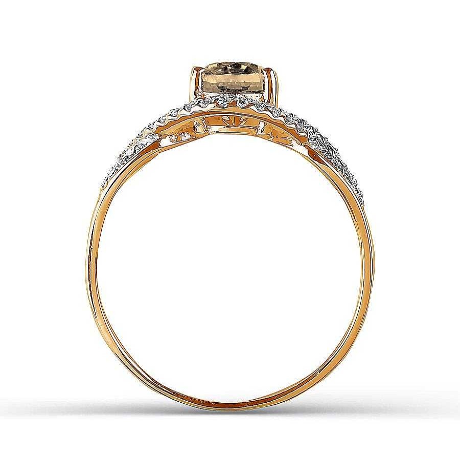 Ringe Zolotoy | Damen Ring 585 Rotgold Mit Rauchtopas Und Zirkonia