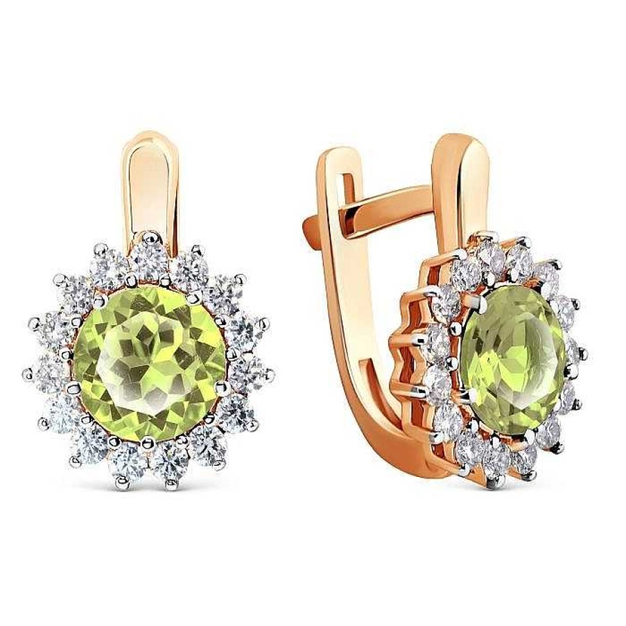 Ohrringe Zolotoy | Damen Ohrringe Mit Peridot Und Zirkonia