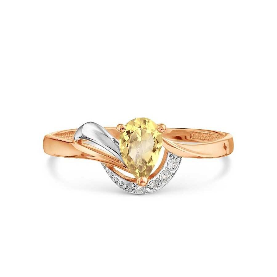 Ringe Zolotoy | Damen Ring 585 Rotgold Citrin Zirkonia