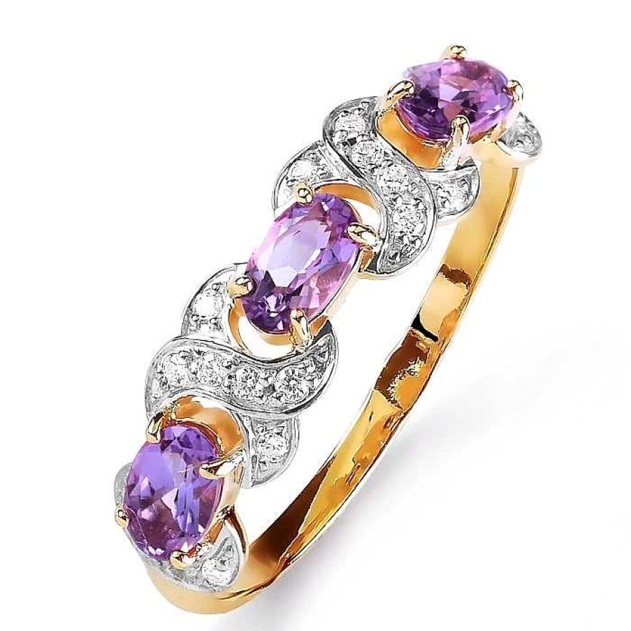 Ringe Zolotoy | Damen Ring 585 Rotgold Amethyst Zirkonia