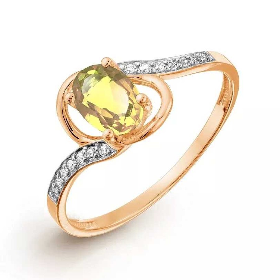 Ringe Zolotoy | Damen Ring 585 Rotgold Citrin Zirkonia