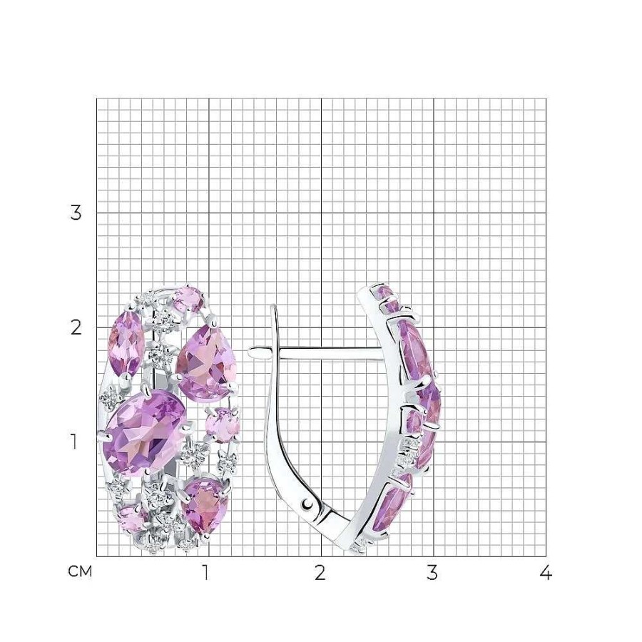 Ohrringe Zolotoy | Ohrringe Mit Amethyst Und Zirkonia 925 Silber