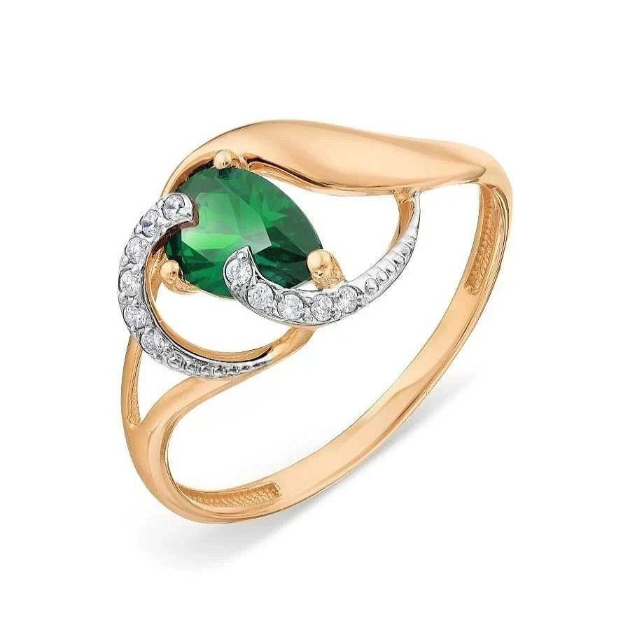 Ringe Zolotoy | Damen Ring Mit Smaragd Syn. Mit Zirkonia 585 Rotgold